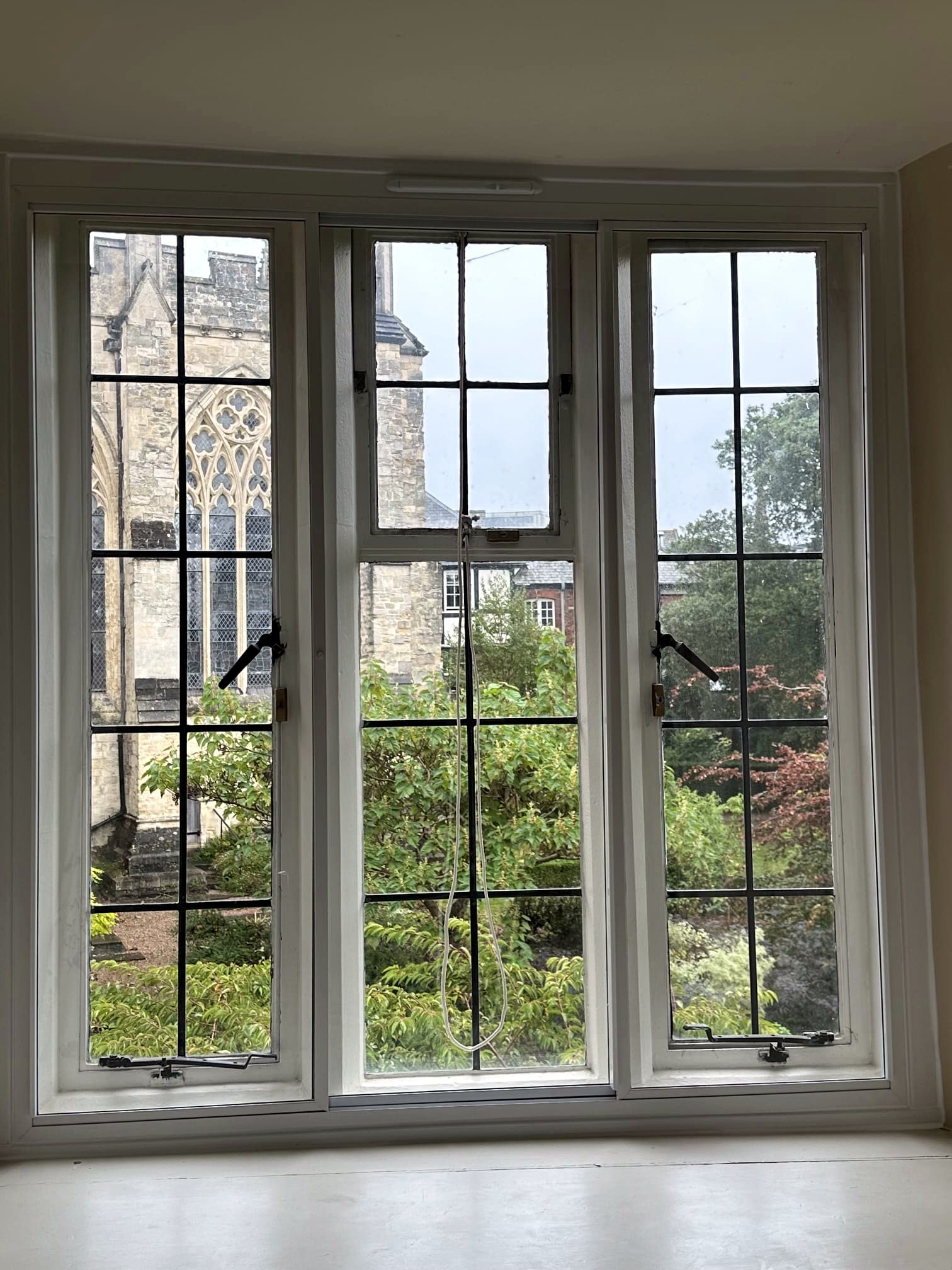 Wide leaded secondary glazing bay window